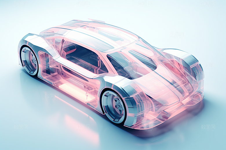 玻璃质感小汽车立体模型模型