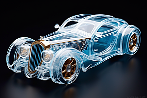 玻璃质感小汽车创意立体模型