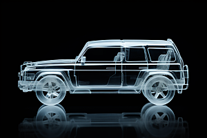 玻璃质感小汽车立体透明模型