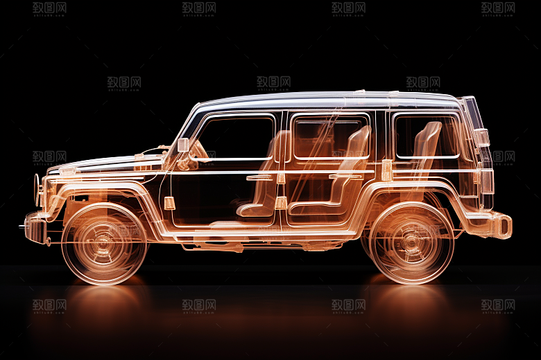 玻璃质感小汽车立体模型模型