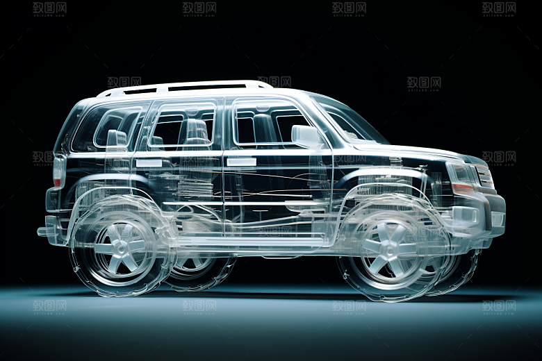 玻璃质感小汽车3D高清模型