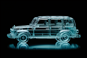 玻璃质感小汽车C4D透明模型