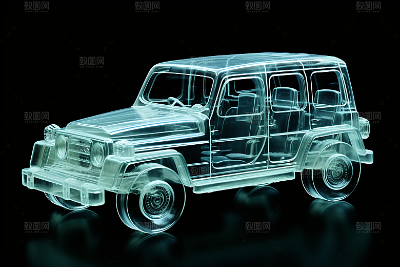 玻璃质感小汽车3D光感模型
