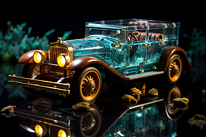 玻璃质感小汽车C4D创意模型