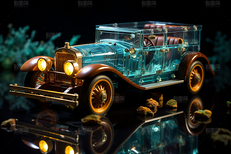 玻璃质感小汽车C4D创意模型