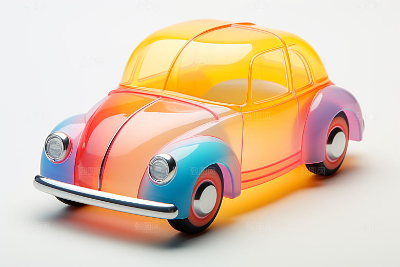 玻璃质感小汽车C4D模型模型