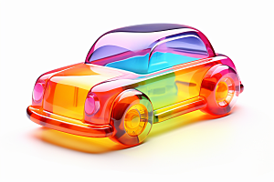 玻璃质感小汽车模型高清模型