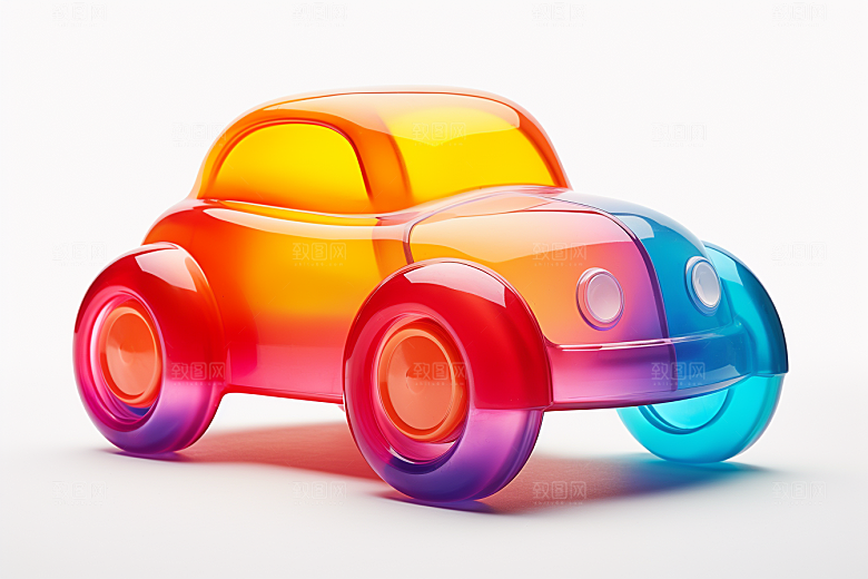 玻璃质感小汽车C4D创意模型