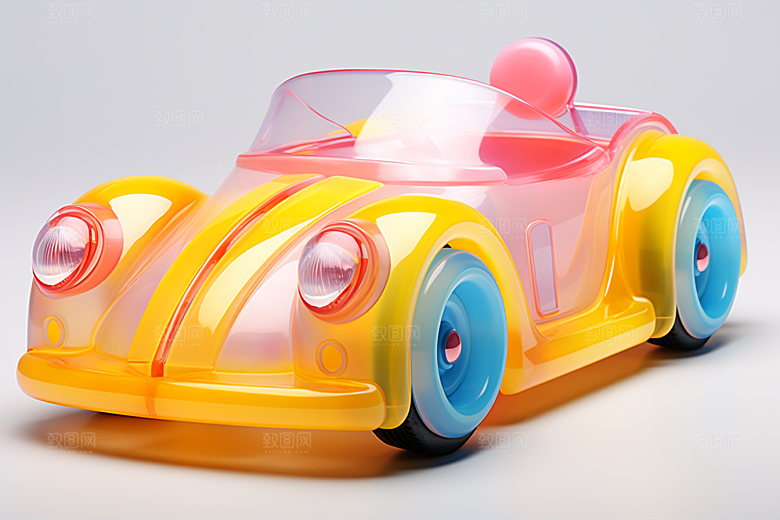 玻璃质感小汽车高清C4D模型