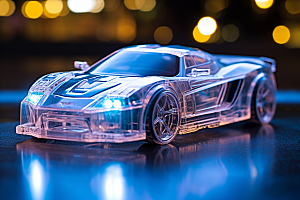 玻璃质感小汽车C4D立体模型