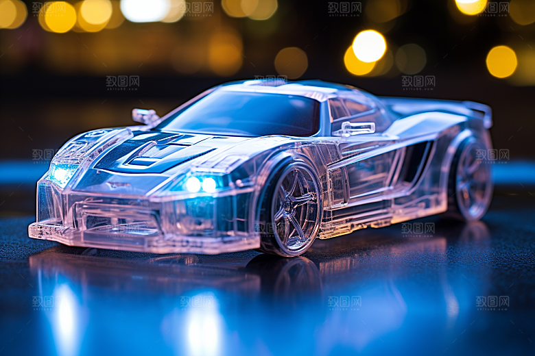 玻璃质感小汽车C4D立体模型