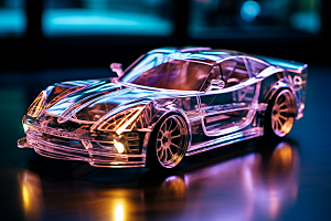 玻璃质感小汽车透明立体模型