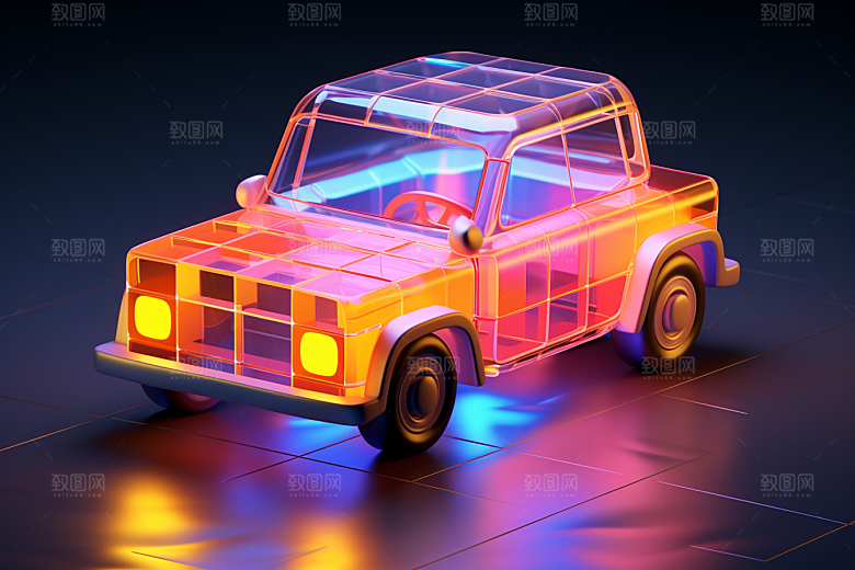 玻璃质感小汽车通透创意模型