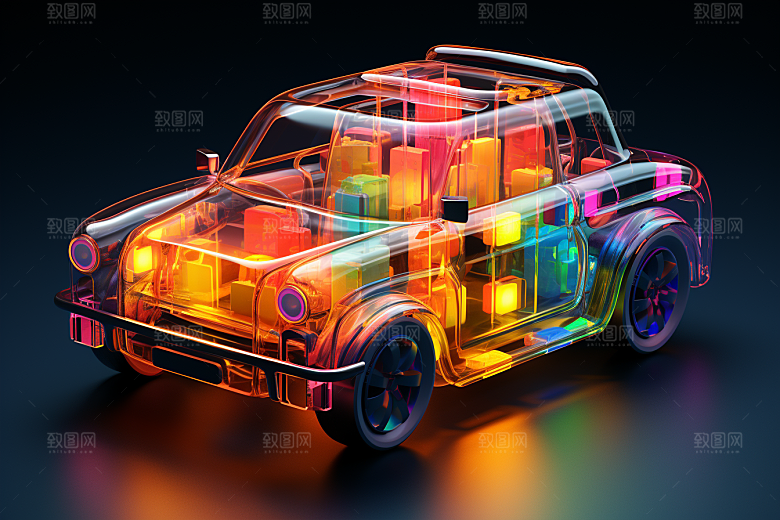 玻璃质感小汽车C4D模型模型