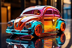 玻璃质感小汽车通透透明模型