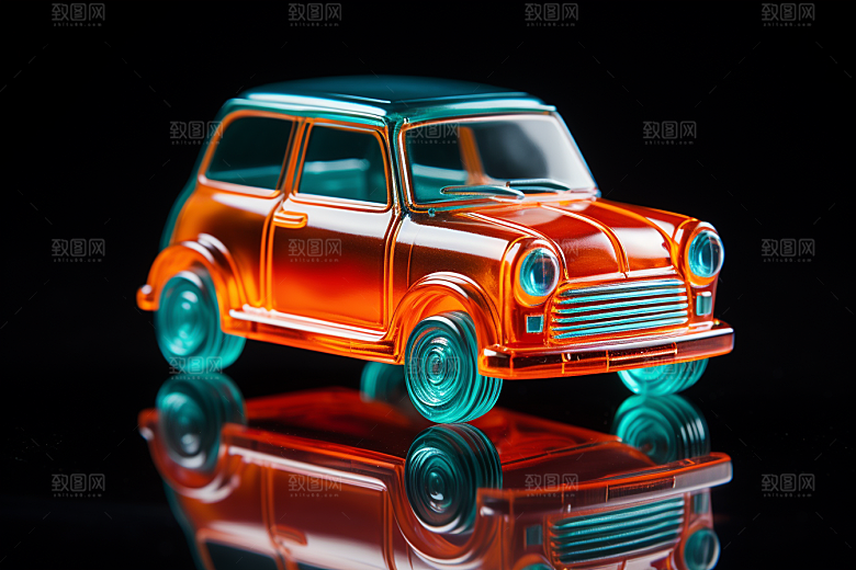 玻璃质感小汽车3D光感模型