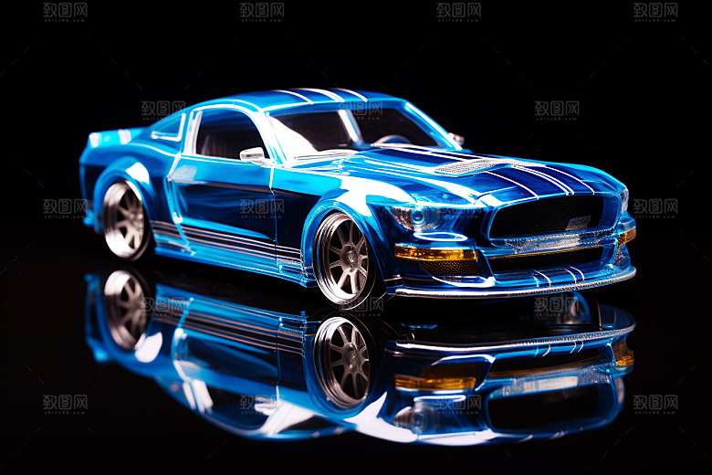玻璃质感小汽车模型C4D模型