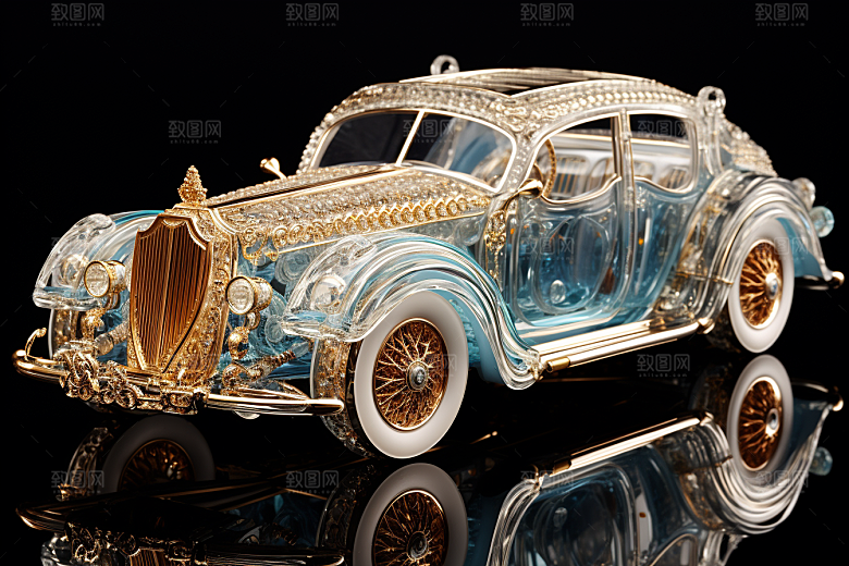 玻璃质感小汽车模型C4D模型