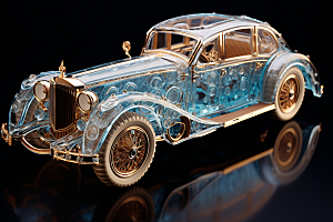 玻璃质感小汽车立体高清模型