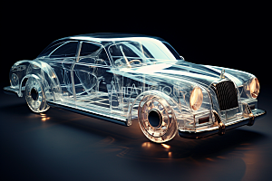 玻璃质感小汽车C4D3D模型