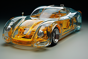 玻璃质感小汽车光感立体模型