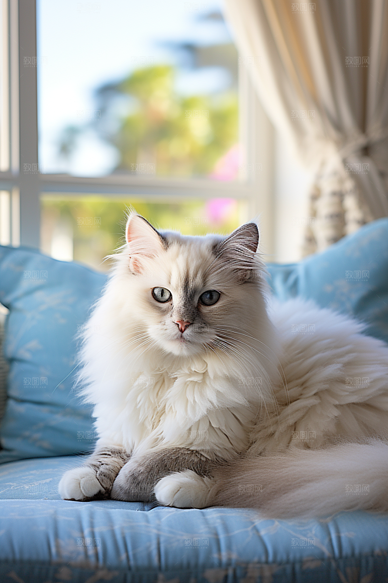 布偶猫自然长毛猫摄影图