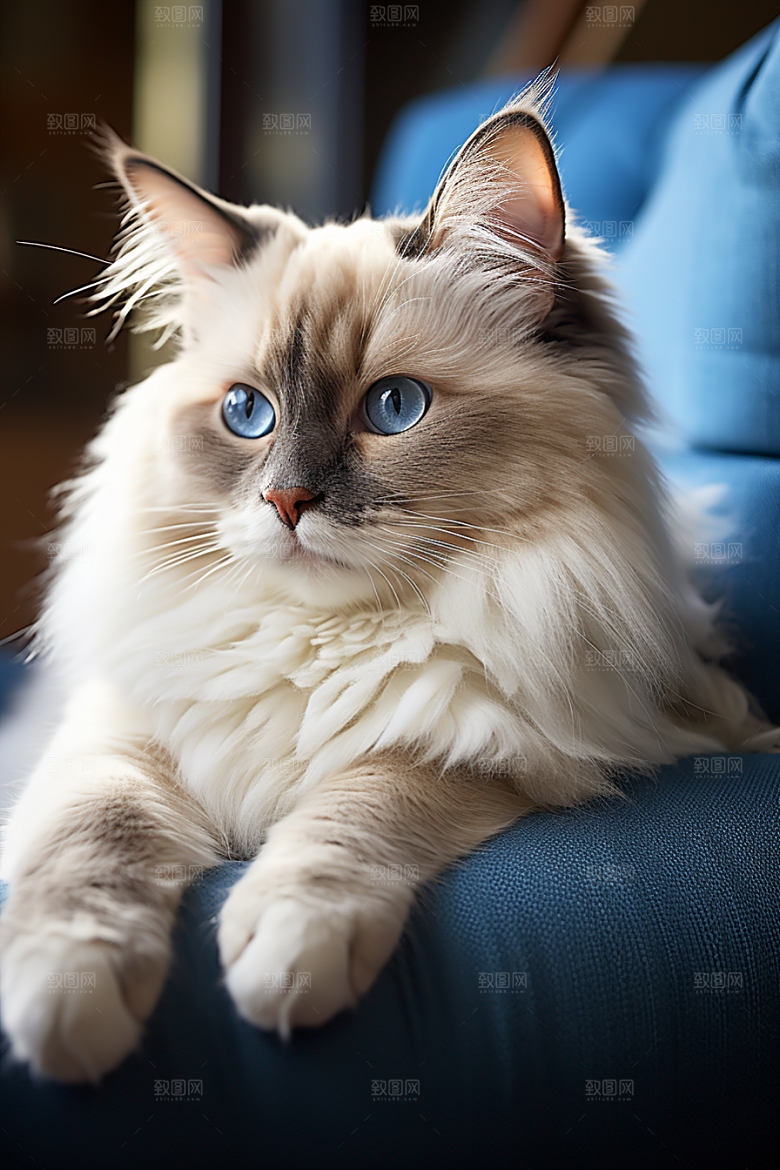 布偶猫长毛猫可爱摄影图