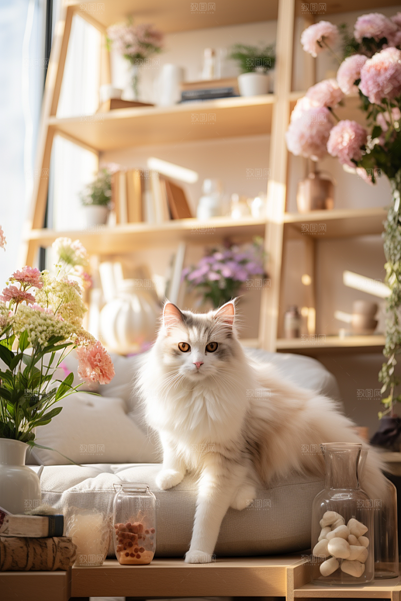 布偶猫自然长毛猫摄影图