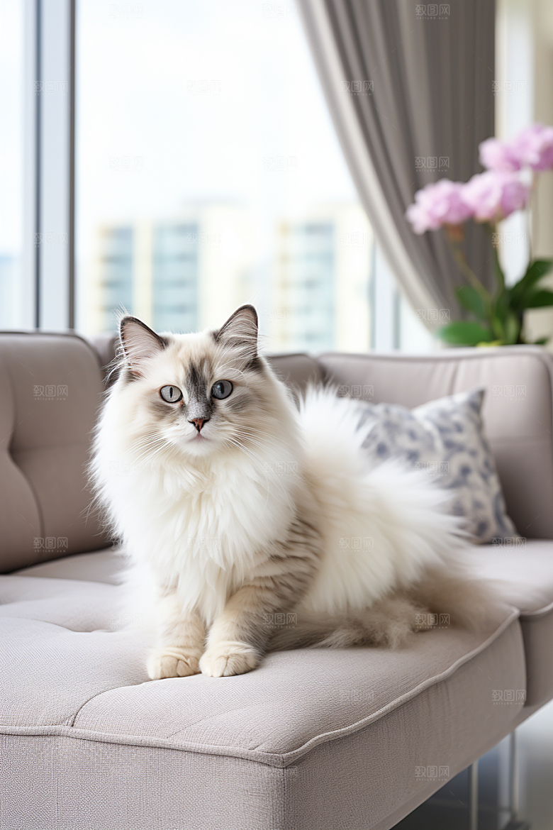 布偶猫长毛猫家居摄影图
