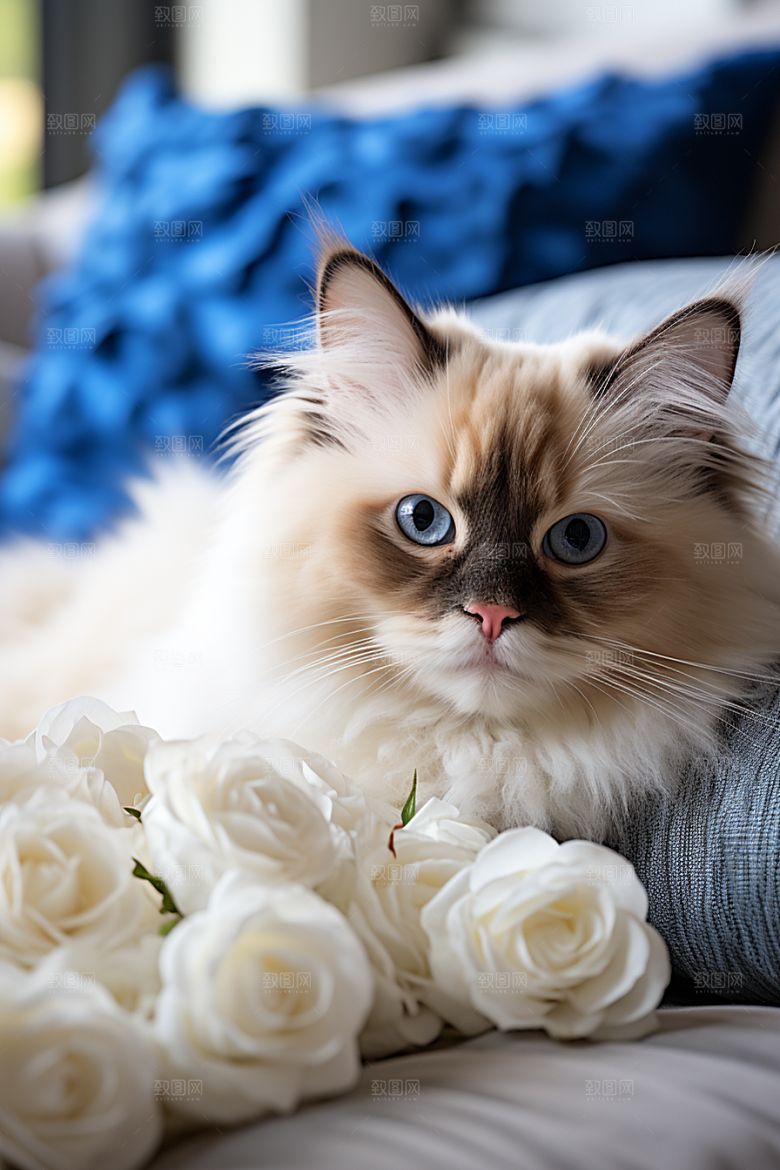 布偶猫长毛猫生活摄影图