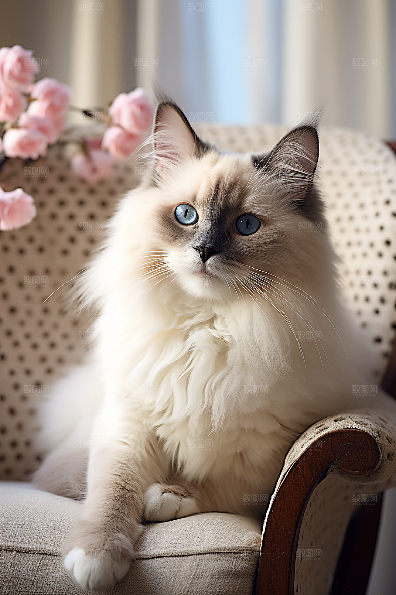 布偶猫长毛猫可爱摄影图