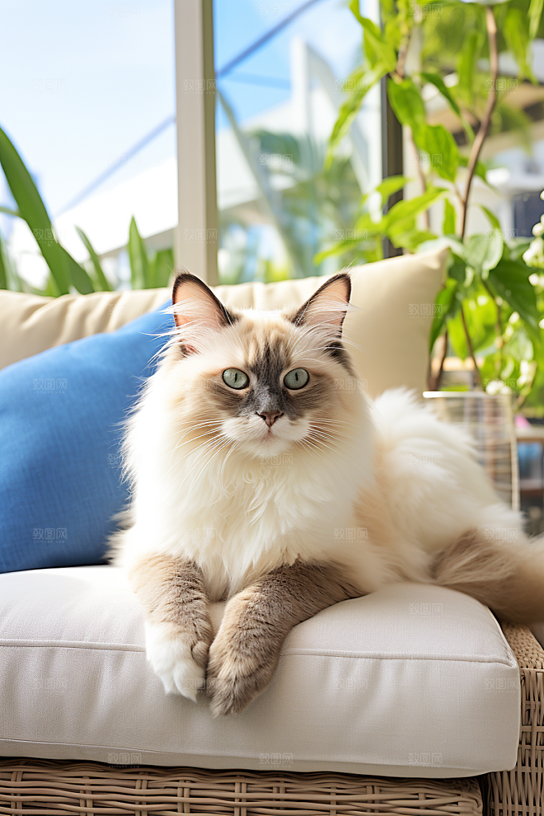 布偶猫养宠长毛猫摄影图