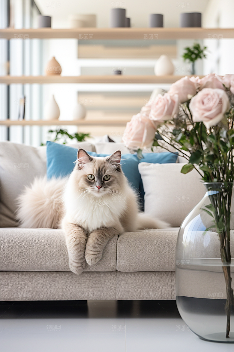 布偶猫家居长毛猫摄影图
