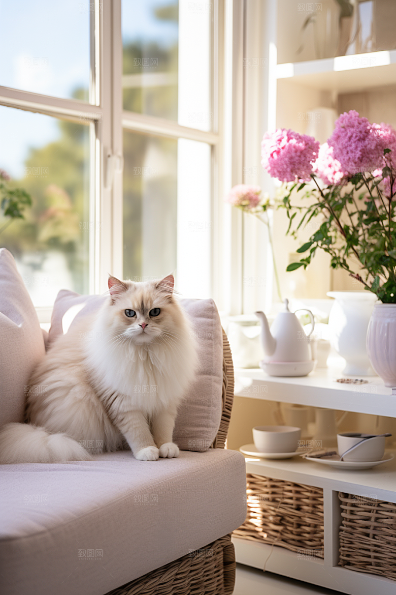 布偶猫清新长毛猫摄影图