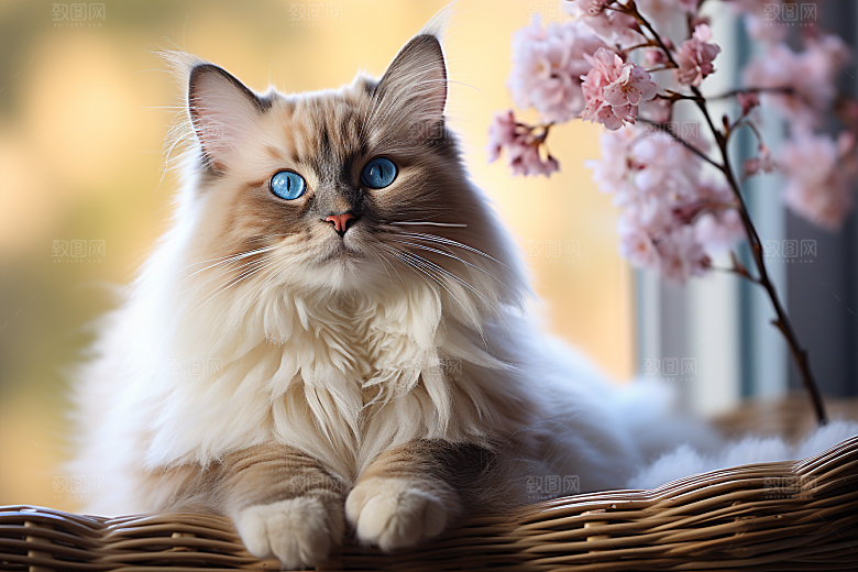 布偶猫清新长毛猫摄影图