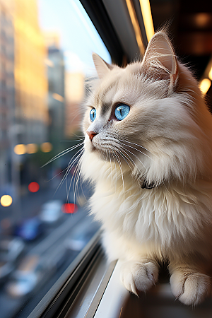 布偶猫长毛猫自然摄影图