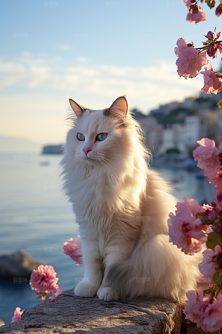 布偶猫自然长毛猫摄影图