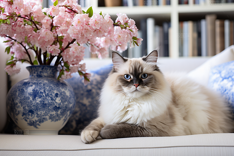 布偶猫长毛猫可爱摄影图