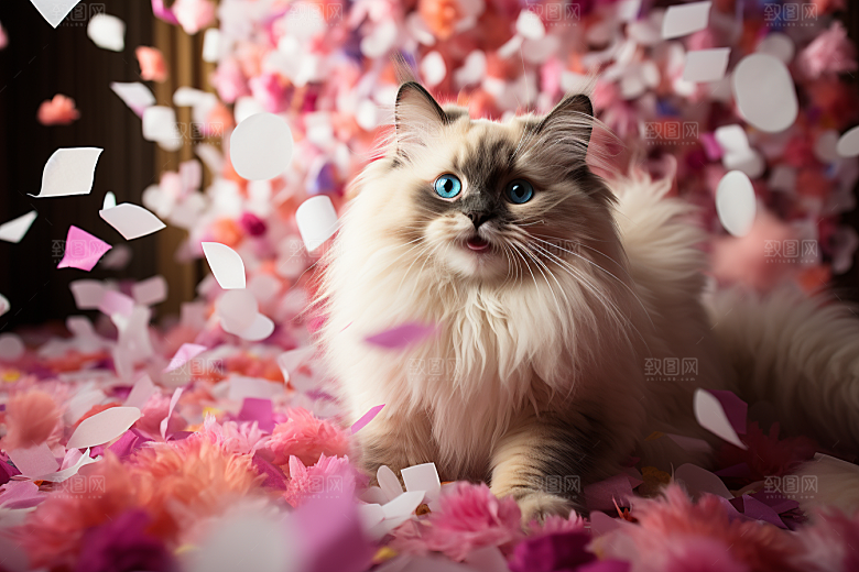 布偶猫清新长毛猫摄影图
