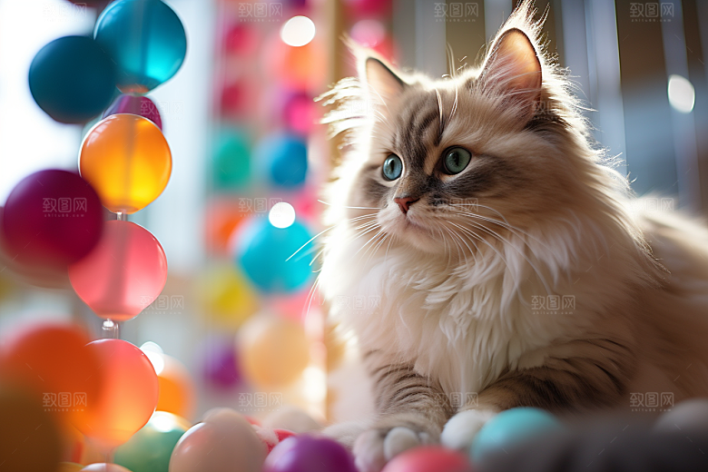 布偶猫自然长毛猫摄影图