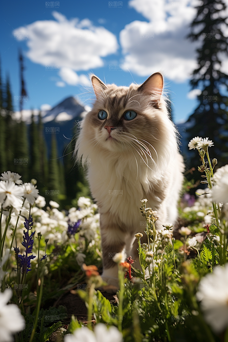 布偶猫长毛猫宠物摄影图