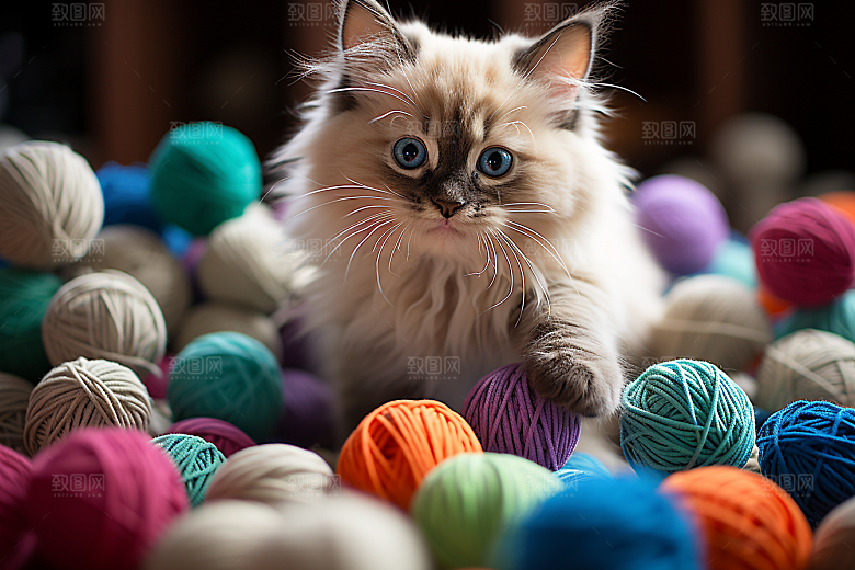 布偶猫长毛猫可爱摄影图