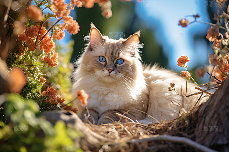 布偶猫长毛猫生活摄影图