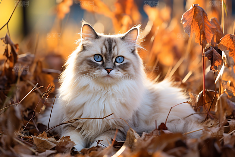 布偶猫清新长毛猫摄影图