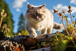 布偶猫自然长毛猫摄影图