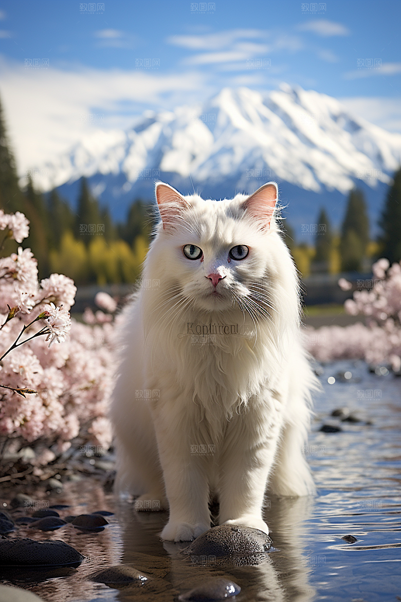 布偶猫自然长毛猫摄影图