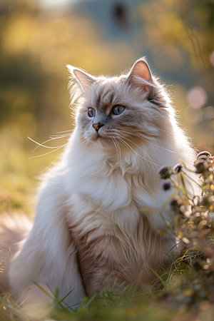 布偶猫长毛猫自然摄影图