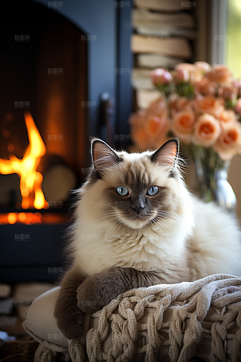 布偶猫生活长毛猫摄影图