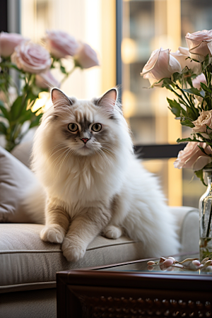 布偶猫长毛猫自然摄影图