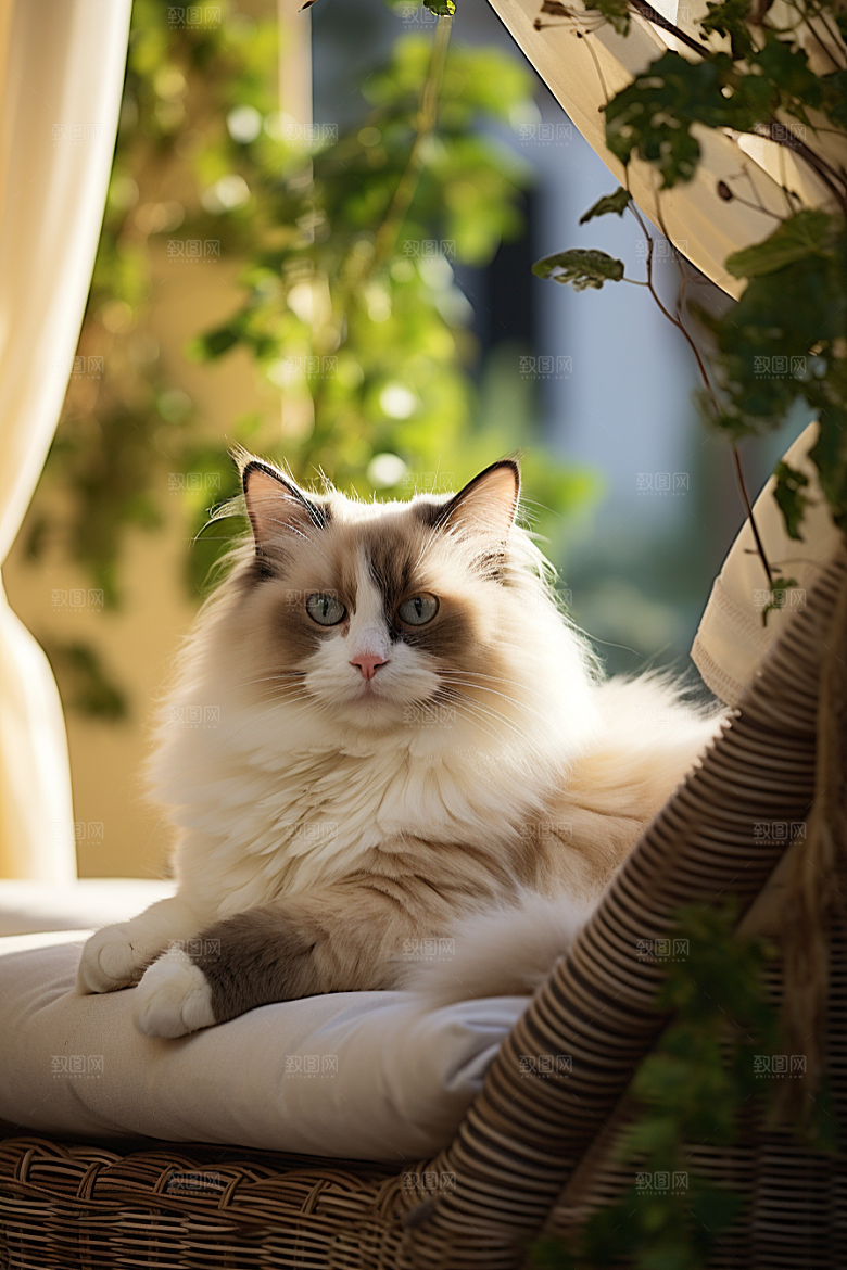 布偶猫清新长毛猫摄影图